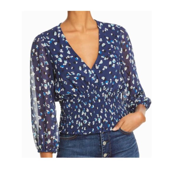 NWT AQUA Printed Smocked Top - Picture 4 of 5